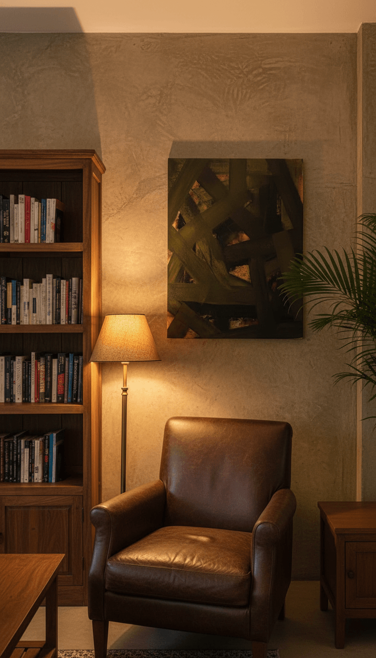 Shifting Ground III in tropical hotel interior