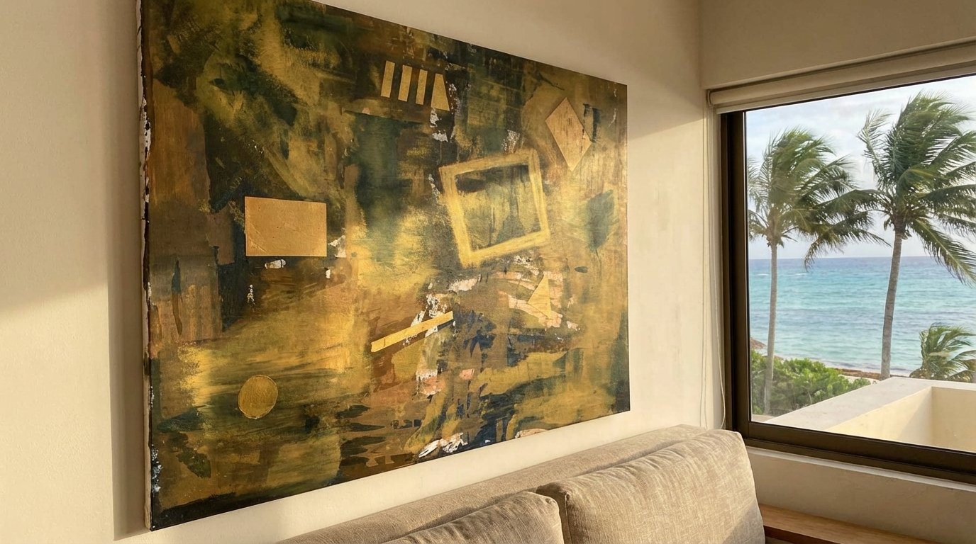 Shifting Ground IV in tropical hotel interior